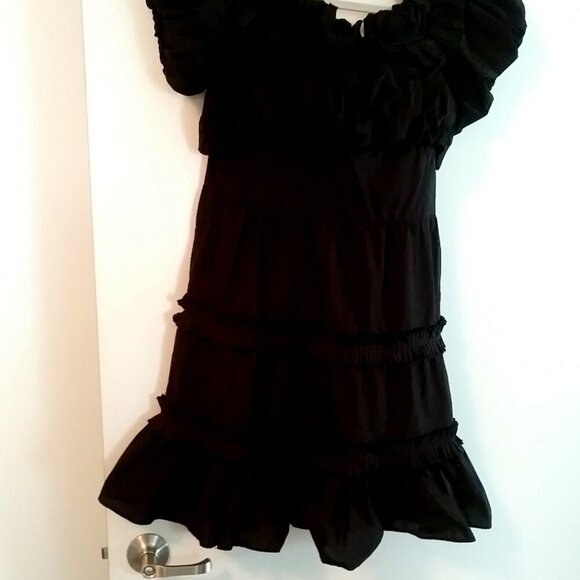 Anthropologie Love the Label Black Off-Shoulder Mini Dress - Picture 7 of 13